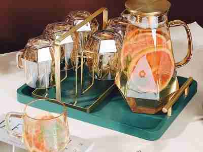 Glass Diamond Water Cup Set